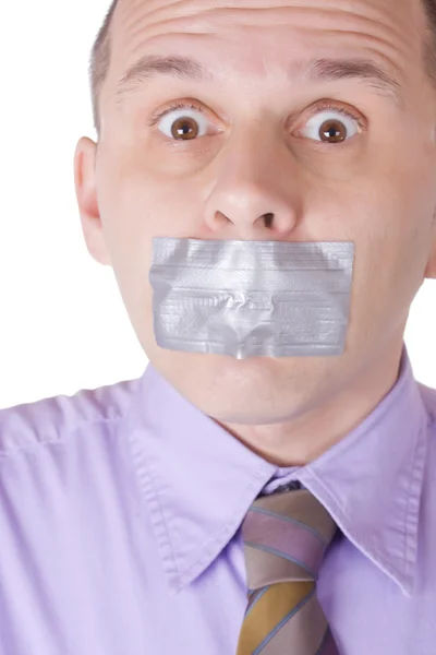 stock image Man with taped mouth