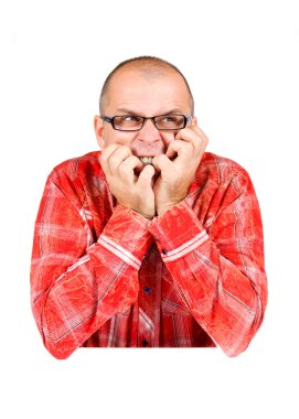Anxious man isolated on white clipart
