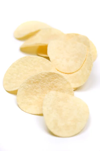 흰색으로 분리 된 감자 칩 — 스톡 사진