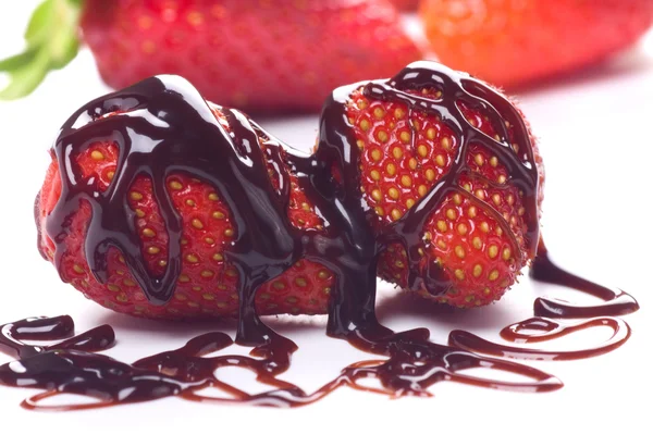 Erdbeerfrucht mit Schokolade — Stockfoto