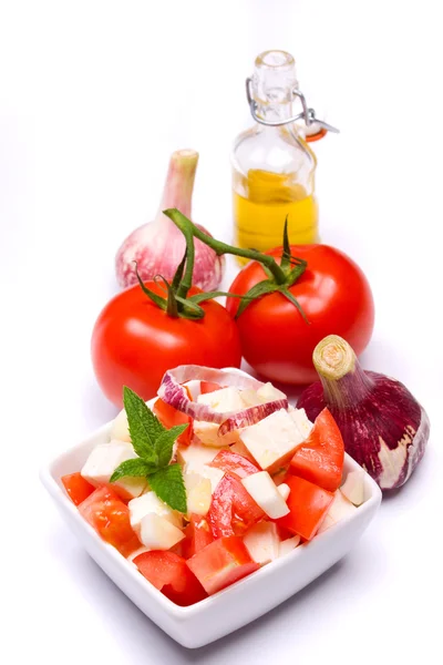 Cheese and tomato salad — Stock Photo, Image