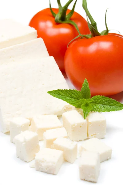 Biały ser i pomidor — Zdjęcie stockowe