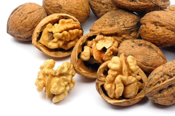 Cracked walnut cores — Stock Photo, Image