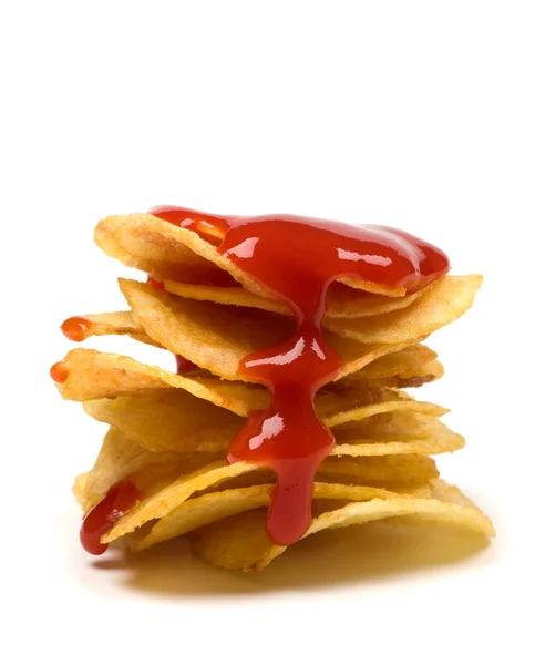 Bramborové hranolky s kečupem — Stock fotografie