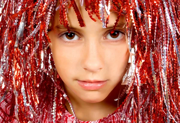 Vackra yong flicka med carnival peruk — Stockfoto