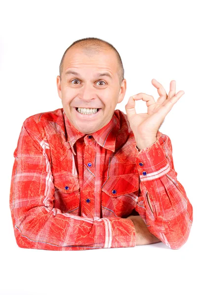 Man expressing positivity isolated on wh — Stock Photo, Image
