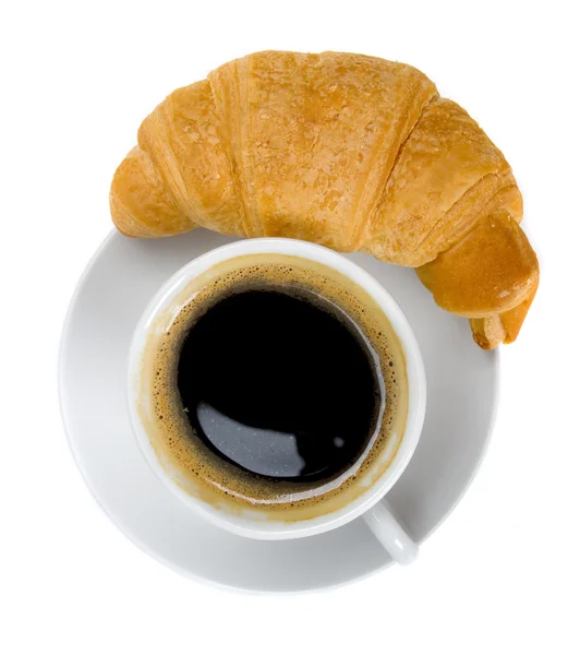 Croissant y taza de café —  Fotos de Stock