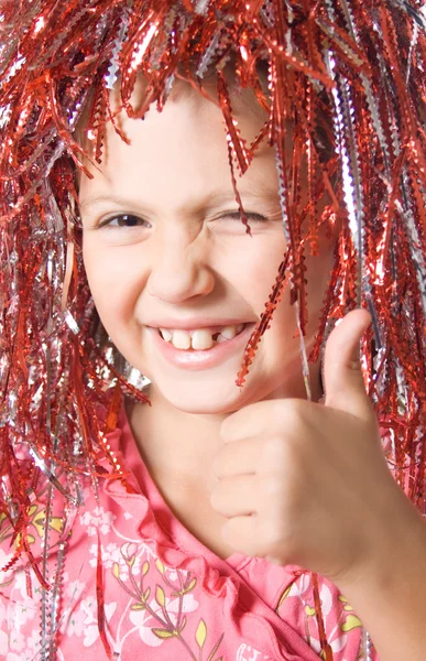 Young girl showing thumb up — Stock Photo, Image