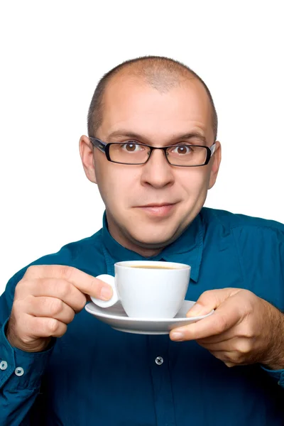 Fekete kávét iszik az ember — Stock Fotó