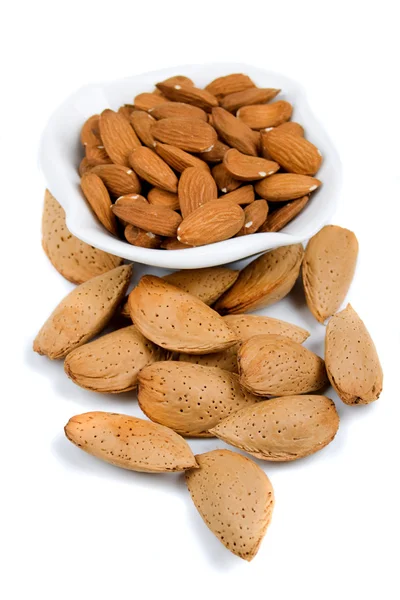 Almond shells and cores — Stock Photo, Image