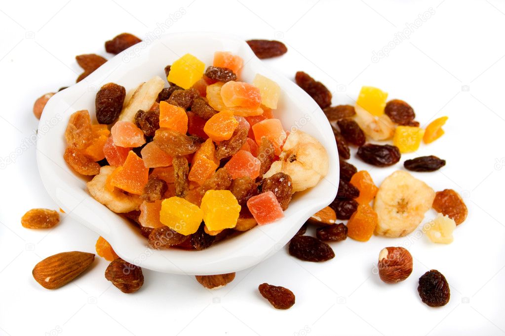 Dried fruit isolated on white