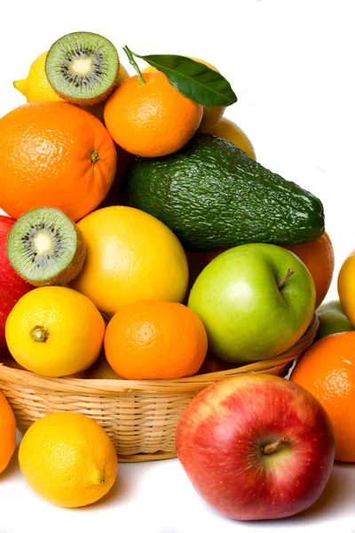 Fruit basket on white background — Stock Photo, Image