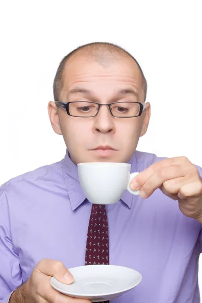 Affärsman som dricker kaffe — Stockfoto