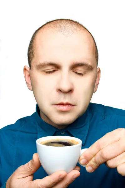 Adult man relaxing with a cup of coffee — Stock Photo, Image