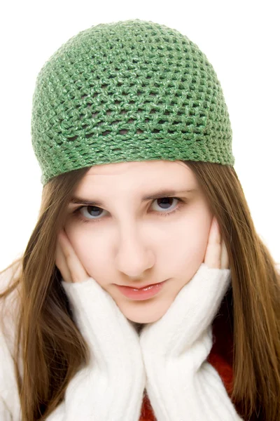 Vacker ung flicka i vinter outfit — Stockfoto