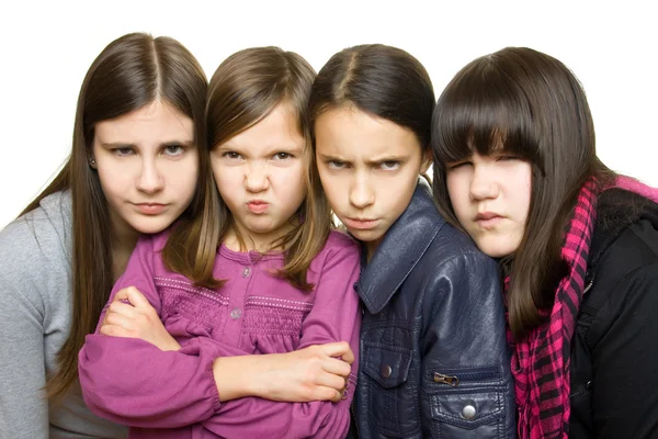 Vier ernsthafte Mädchen — Stockfoto