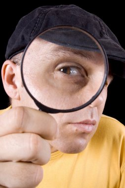 Detective with magnifier clipart