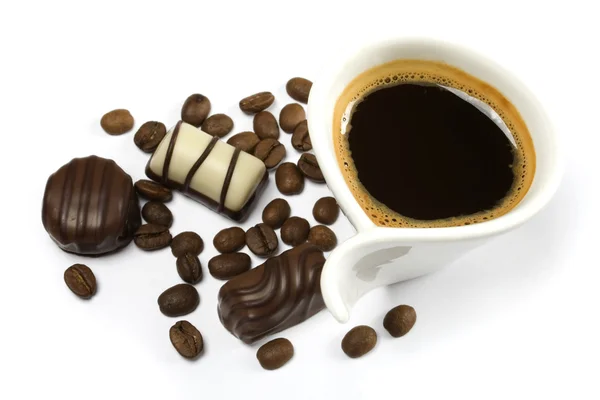 Kaffe och choklad — Stockfoto