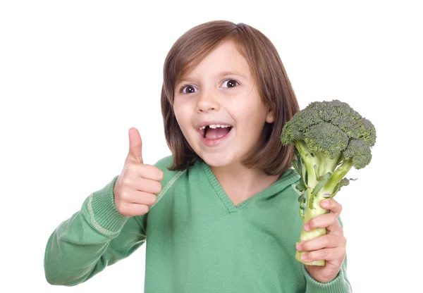 Meisje met broccoli — Stockfoto