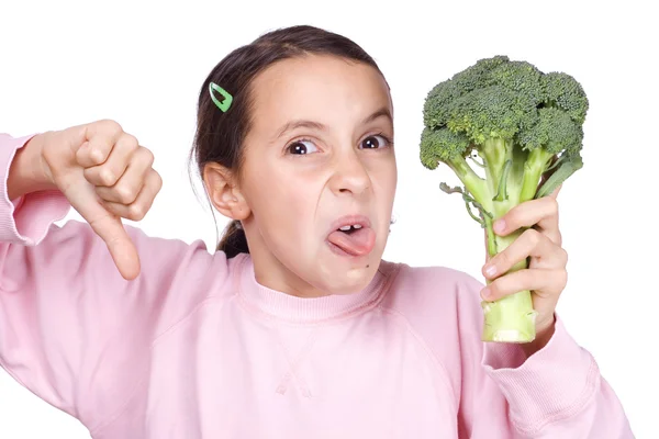 Chica con brócoli — Foto de Stock