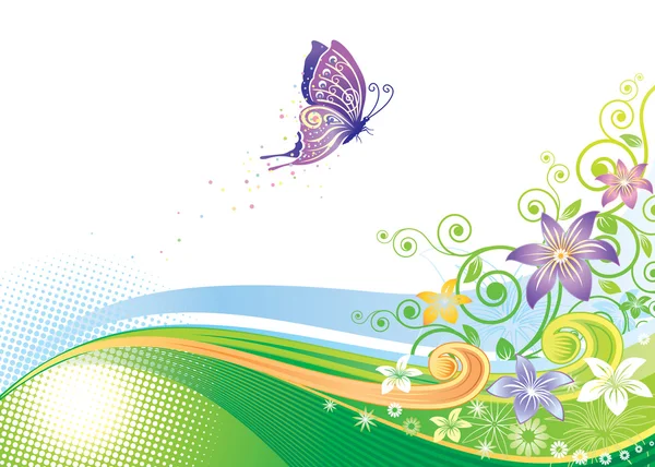 Papillon Floral Design — Image vectorielle