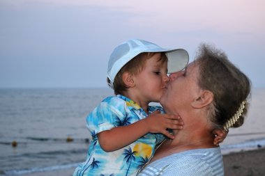 Granny on the beach clipart