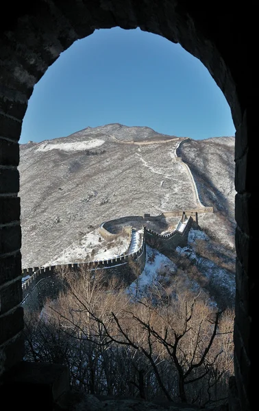 Velká čínská zeď pod sněhem — Stock fotografie