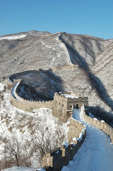 Velká čínská zeď pod sněhem — Stock fotografie