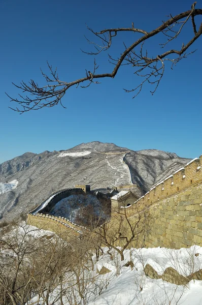 Kar altında Çin Seddi — Stok fotoğraf