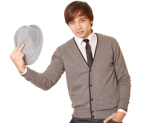 Chlapec s kloboukem — Stock fotografie