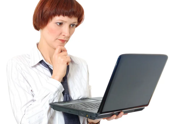 Secretary with the laptop — Stock Photo, Image