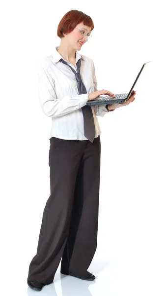 Secretário com o computador portátil — Fotografia de Stock