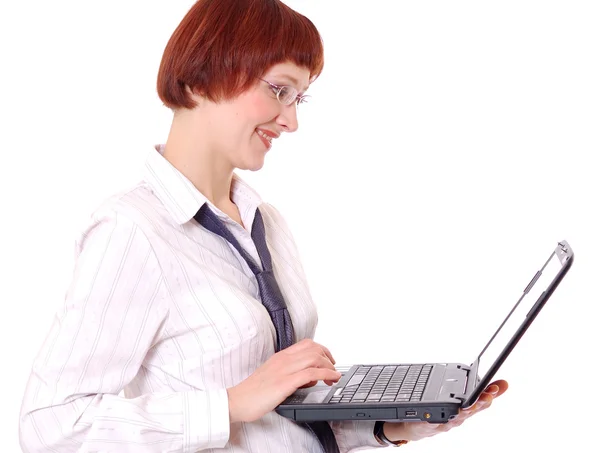 Secretary with the laptop — Stock Photo, Image