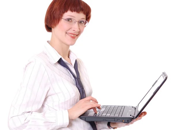 Secretário com o computador portátil — Fotografia de Stock
