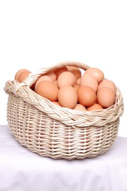 Hen's eggs in the basket. clipart