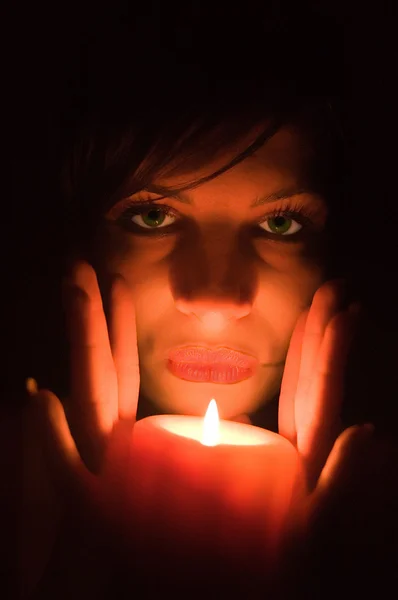 Portrait with candle — Stock Photo, Image