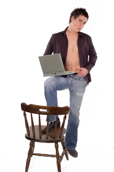 Άνθρωπος lap-top — Φωτογραφία Αρχείου
