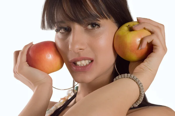 Egy alma evés nő — Stock Fotó