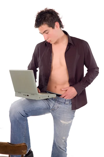 Laptop man — Stock Photo, Image