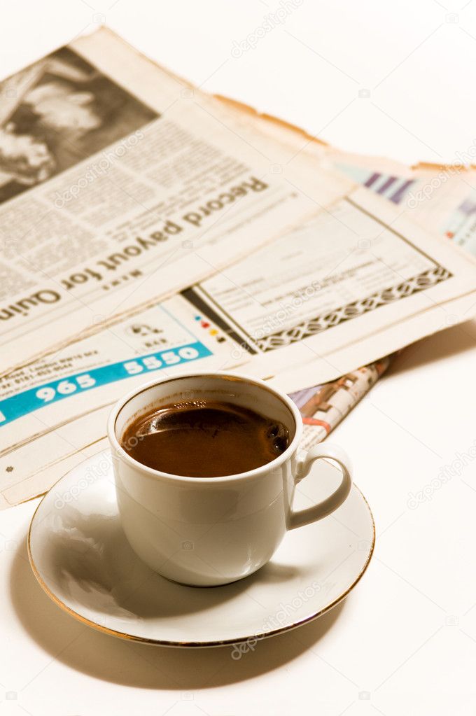 Newspapers and coffe