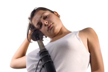 Woman with sword clipart