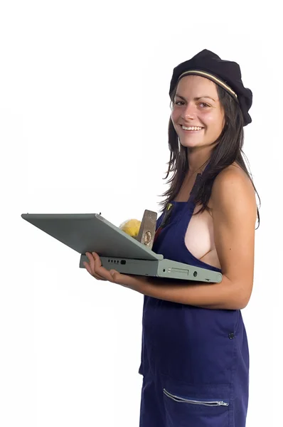 Worker with laptop — Stock Photo, Image