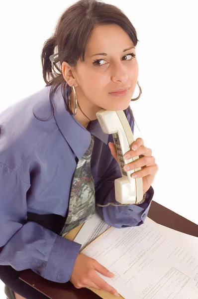 Podnikání žena a telefon — Stock fotografie
