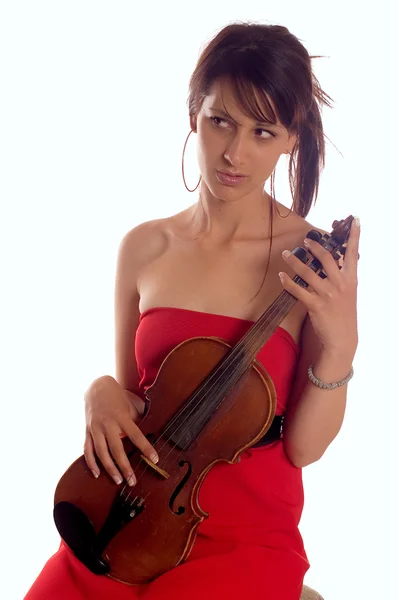 Chica con violín — Foto de Stock