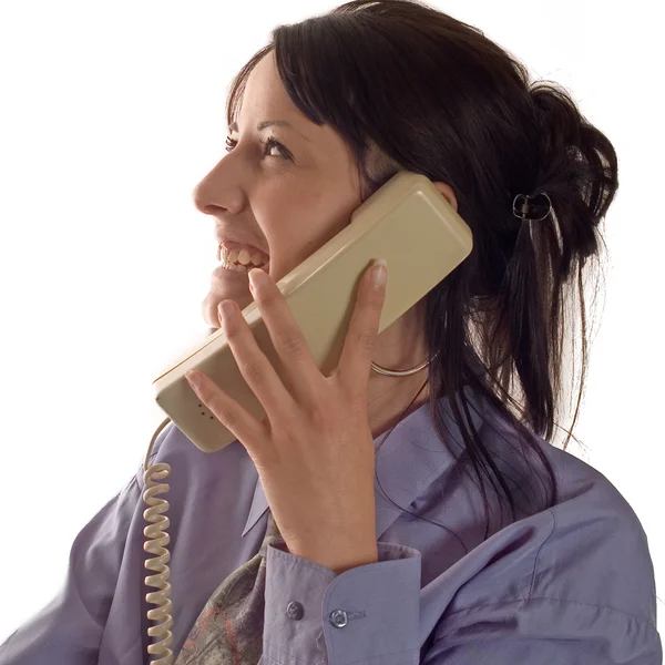 Bir iş kadını ve telefon — Stok fotoğraf