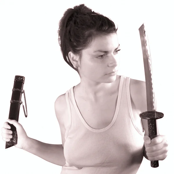 Kobieta z mieczem — Zdjęcie stockowe