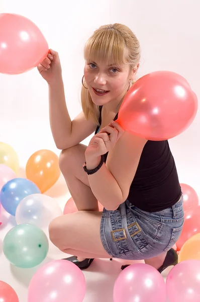 Kız balonlar — Stok fotoğraf
