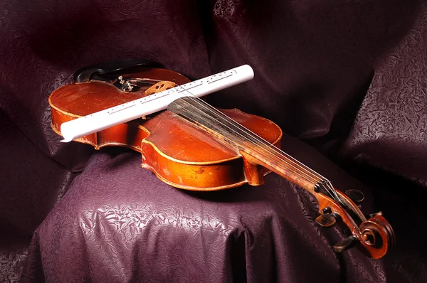 Скрипка и примечание — стоковое фото