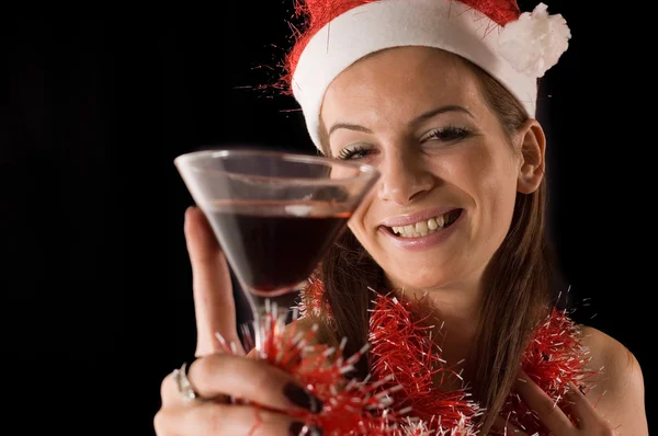 Julenissen drikker – stockfoto