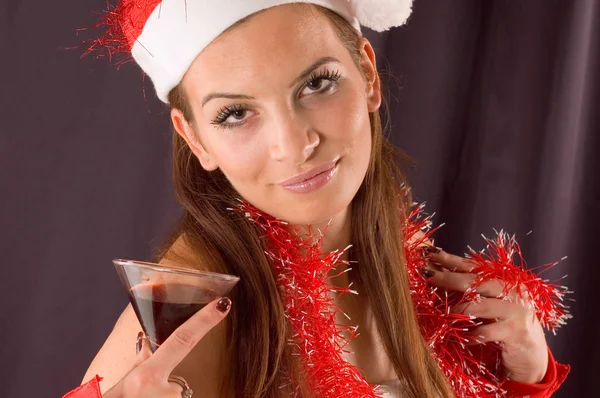 Noel Baba kız içme — Stok fotoğraf
